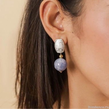 Серьги Nature Bijoux, Arctique, с аквамарином и говлитом, NB25.1-12-90011 голубой